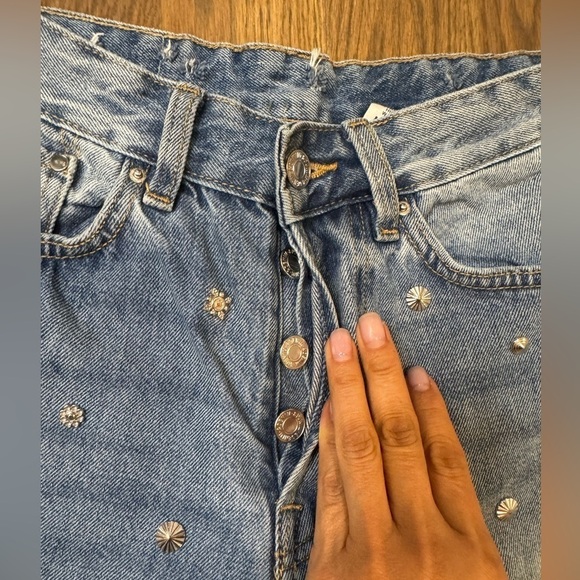 & Denim Metal Studded High-Waisted Jeans 27 y2k western grunge maximalist F - Picture 5 of 7